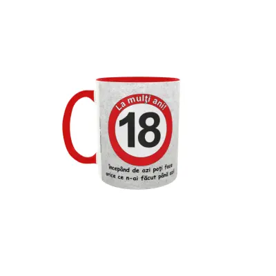 18 ani, cana ceramica interior maner rosiu, 330ml, model cgs1011a