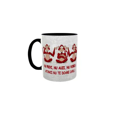 Nu privi, nu auzi, nu vorbi, cana ceramica, 330ml