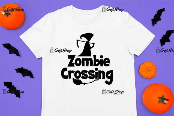 Zombie crossing, tricou cu mesaj.