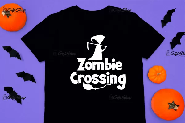 Zombie crossing, tricou cu mesaj.