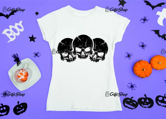 Three skulls, tricou cu mesaj