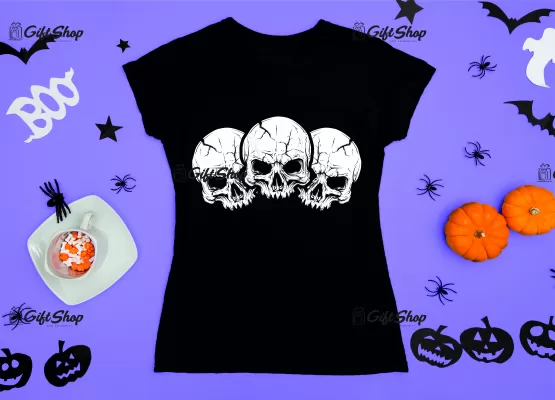 Three skulls, tricou cu mesaj