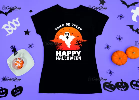 Trick or treat happy halloween, tricou cu mesaj