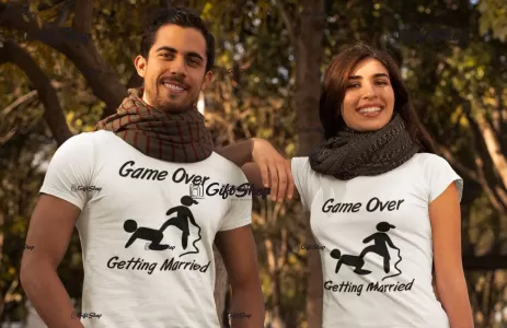 Game over getting married, tricou cu mesaj, model 1