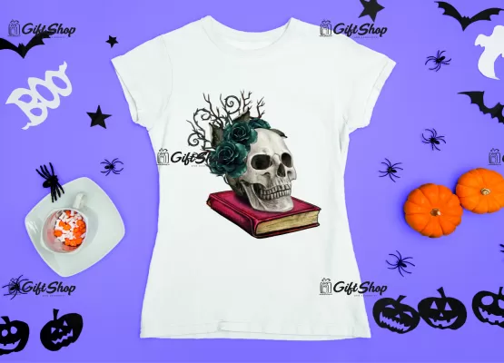 Skull book, tricou cu mesaj
