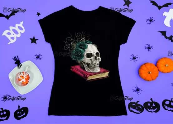 Skull book, tricou cu mesaj