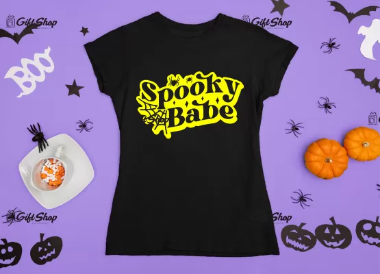 Spooky babe, tricou cu mesaj
