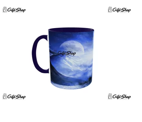 Cana albastra gift shop personalizata cu mesaj, blue moon, din ceramica, 330ml