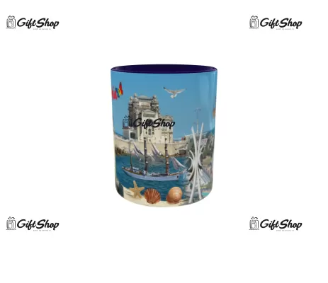 Cana albastra gift shop personalizata cu mesaj, black sea romania, model 2, din ceramica, 330ml