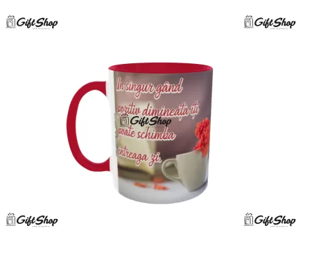 Un singur gand pozitiv dimineata..., cana din ceramica, 330ml