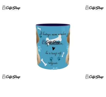 Cana albastra gift shop personalizata cu mesaj, a kutya nem minden az aletunkben, din ceramica, 330ml