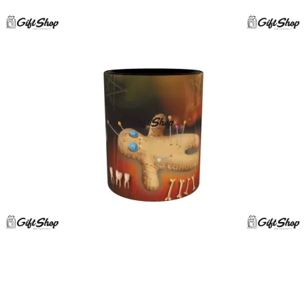 Cana neagra gift shop personalizata cu imagine, voodoo, din ceramica, 330ml