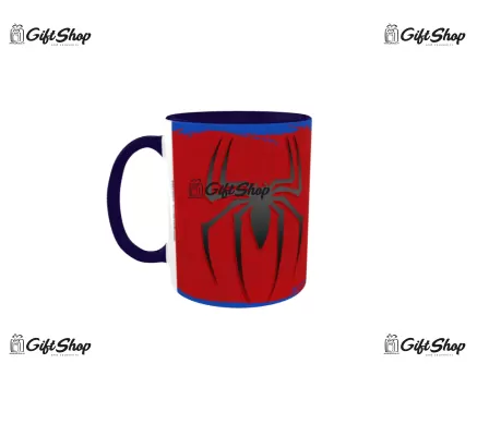 Cana albastra gift shop personalizata cu mesaj, spiderman, model 4, din ceramica, 330ml