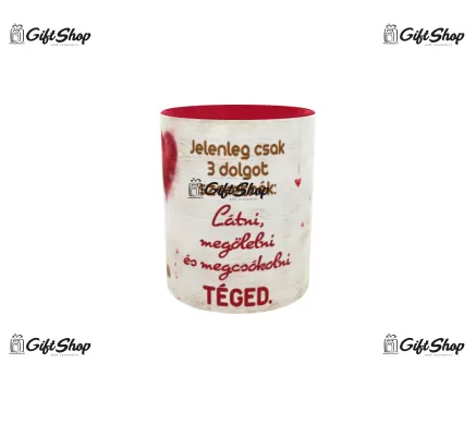 Cana rosie gift shop personalizata cu mesaj, szeretlek, model 3, din ceramica, 330ml