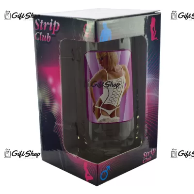 Halba de bere Strip Club cu imagine de femeie termica in cutie decorativa B