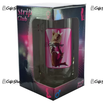 Halba de bere Strip Club cu imagine de femeie termica in cutie decorativa C