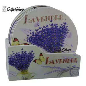 Set 6 suporturi pahare din lemn 10 CM Lavender