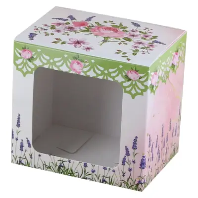 Cutie cadou cana, model florii, 11x9x11 cm