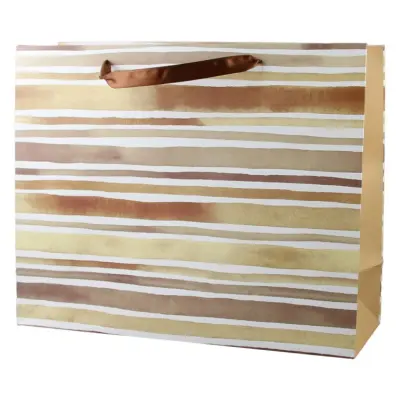 Plasa cadou dungi maro, dimensiune 36x22 cm, model pc822