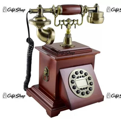 Telefon antic realizat din lemn cu usita