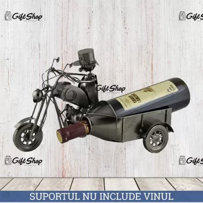Suport pentru vin realizat din metal – Design Motocicleta cu atas