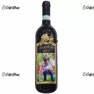 Sticla cu vin personalizata cu eticheta autocolant model 2