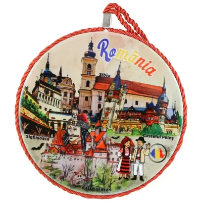 Decoratiune din ceramica, romania, suvenir giftshop 17x17x1 cm