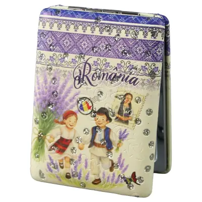 Oglinda de buzunar, copii cu lavanda romania, suvenir giftshop, 6x8.5 cm