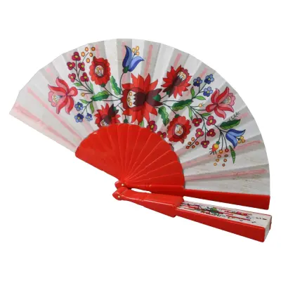 Evantai romania, motive florale, suvenir giftshop, 23 cm din poliester si plastic