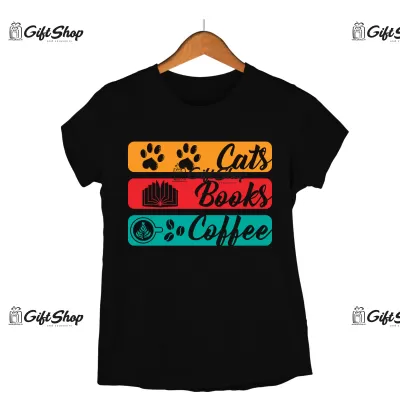CATS BOOKS COFFEE - Tricou Personalizat