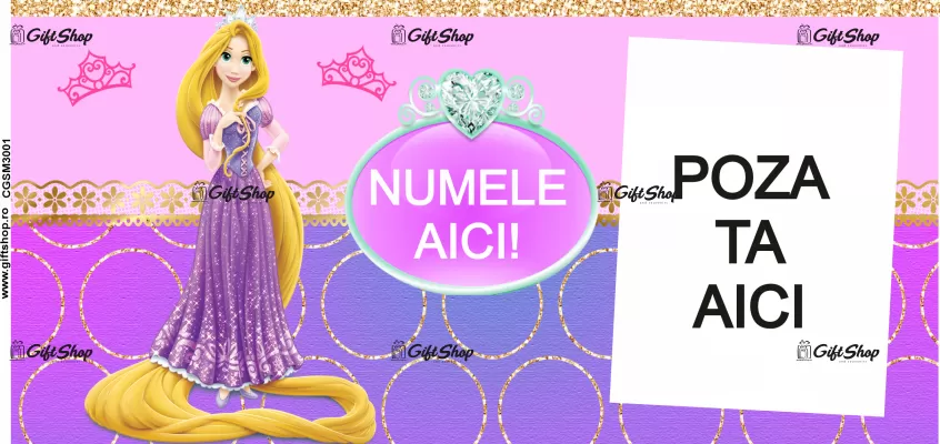 Cana personalizata gift shop cu poza si text, Rapunzel, model 1, din ceramica, 330ml