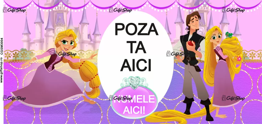 Cana personalizata gift shop cu poza si text, Rapunzel, model 6, din ceramica, 330ml