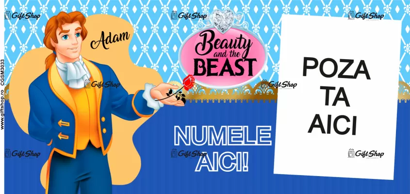 Cana personalizata gift shop cu poza si text, Beauty and the beast, model 5, din ceramica, 330m