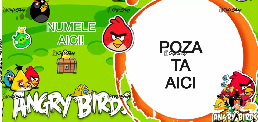 Cana personalizata gift shop cu poza si text, Angry Birds, model 1, din ceramica, 330ml