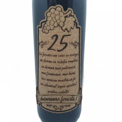 Aniversare fericita 25 de ani, eticheta pluta cu mesaj