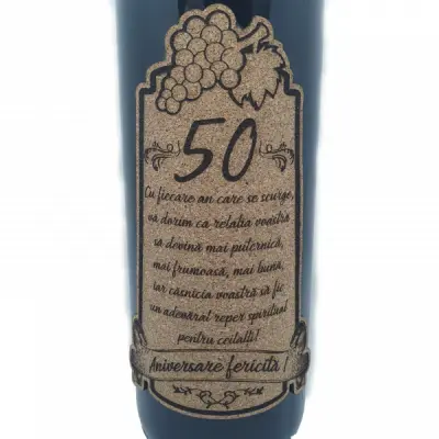 Aniversare fericita 50 de ani, eticheta pluta cu mesaj