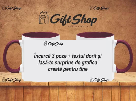 X cana personalizata din ceramica  interior si maner bordo