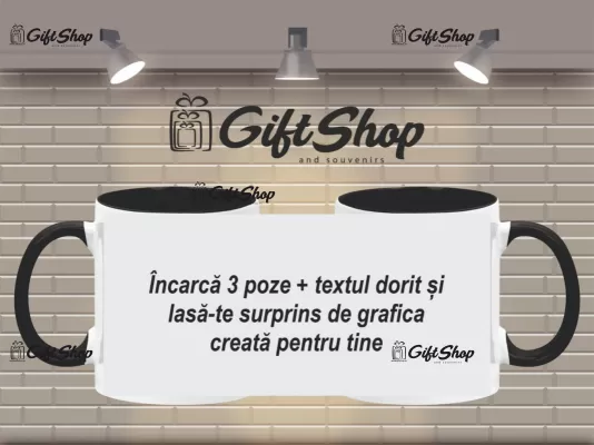 X cana personalizata din ceramica  interior si maner negru