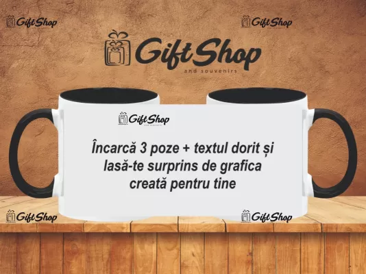 X cana personalizata din ceramica  interior si maner negru