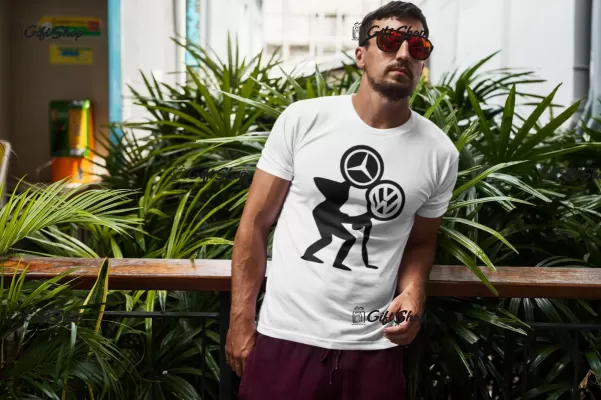 Mercedes vs volkswagen, tricou cu mesaj