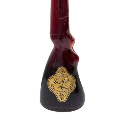 La multi ani, sticla cu vin in forma pusca, cu mesaj