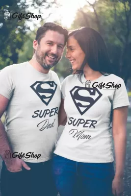 SUPER MOM & DAD -   Set 2 Tricouri Personalizate