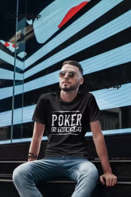 Poker is therapy, tricou cu mesaj